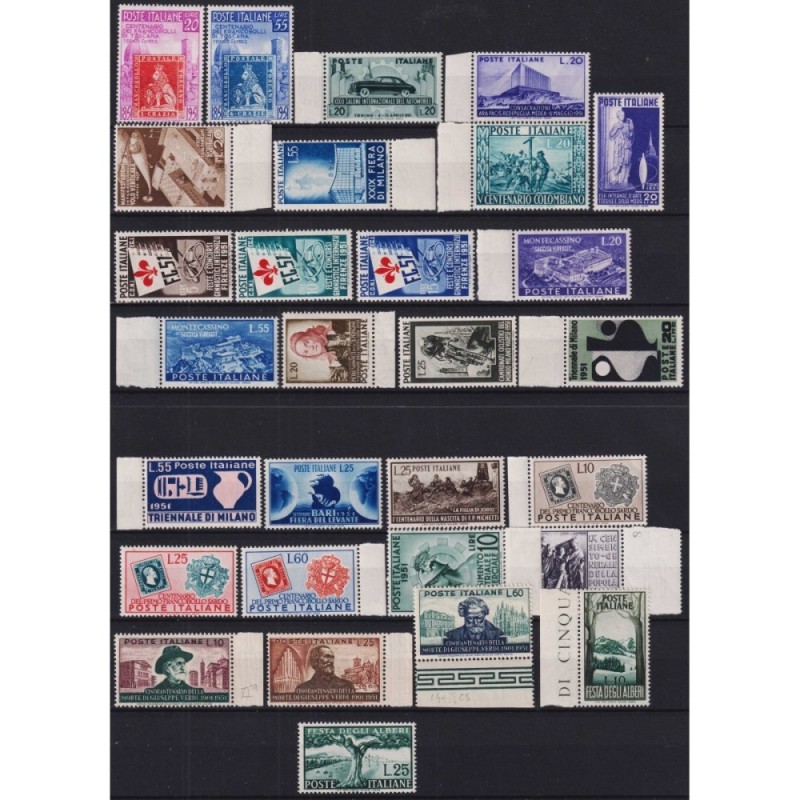 REPUBBLICA 1951 ANNATA COMPLETA 29 VALORI G.I MNH**  | Filatelia Me...