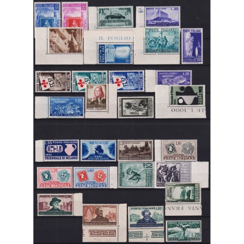 REPUBBLICA 1951 ANNATA COMPLETA 29 VALORI G.I MNH**  | Filatelia Me...