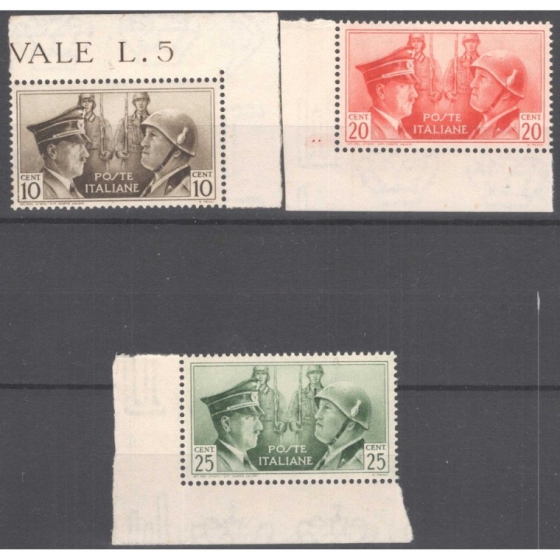 REGNO D'ITALIA 1941 FRATELLANZA D'ARMI NON EMESSI 3 V. G.I MNH**  |...