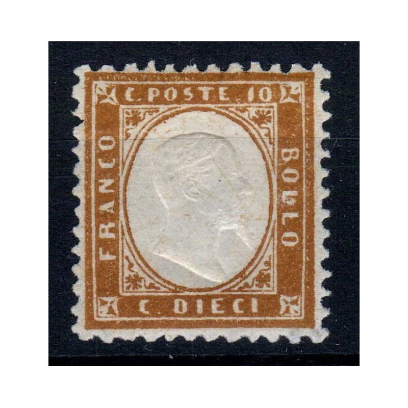 REGNO D'ITALIA 1862 10 CENTESIMI BISTRO N.1f G.I MNH** CERT.  | Fil...