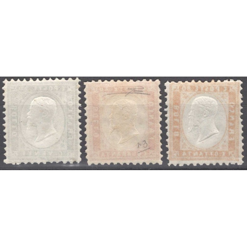 REGNO D'ITALIA 1862 SERIETTA 20 C. 40 C. E 80 C. N.2-4 G.I MNH** CE...