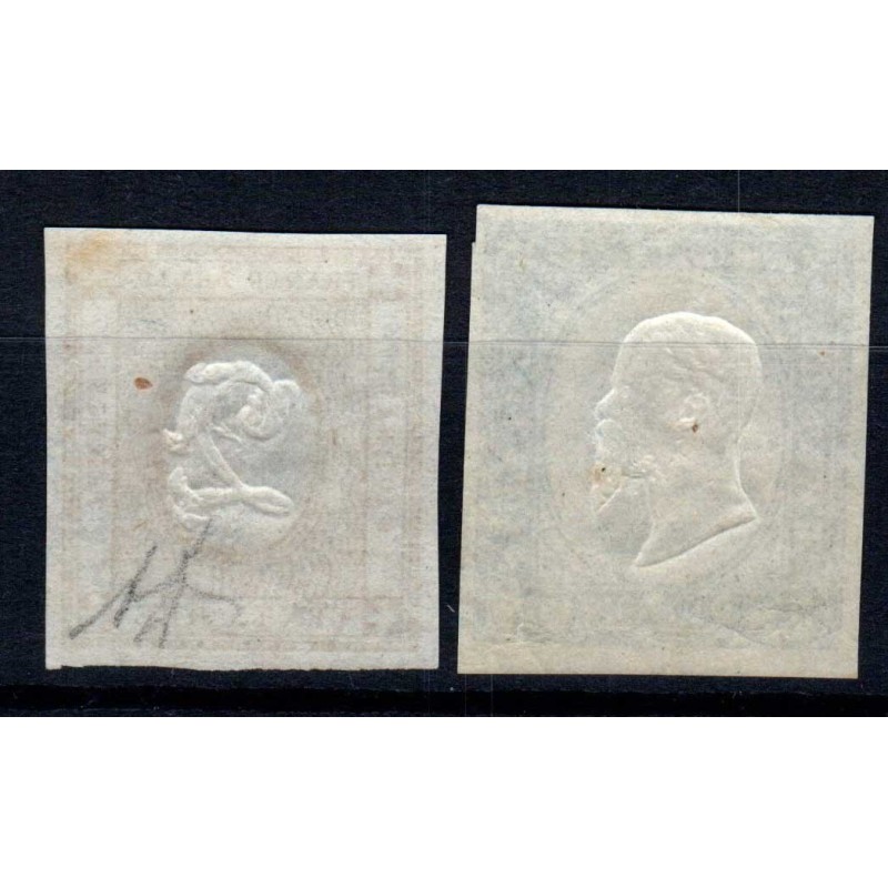 REGNO D'ITALIA 1862 1863 CIFRA IN RILIEVO E 15 CENT. N.10-11 G.I MN...