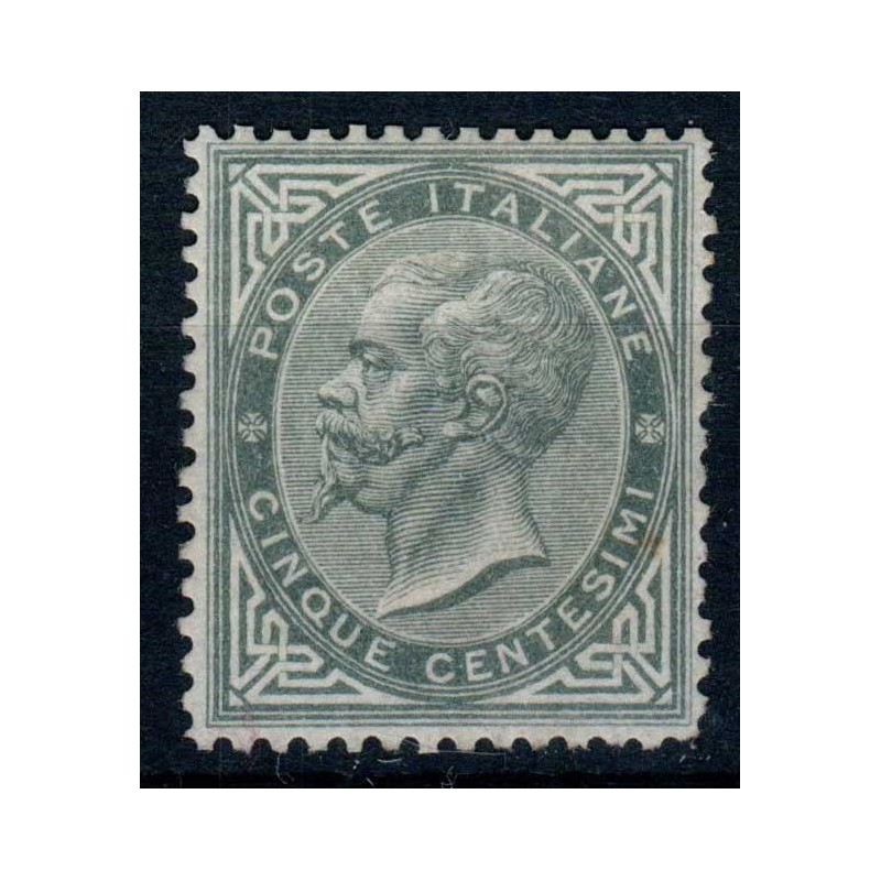 REGNO D'ITALIA 1863-65 5 CENTESIMI LONDRA DE LA RUE N.L16 G.I MNH**...