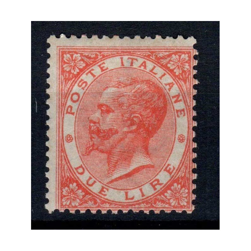 REGNO D'ITALIA 1863-65 2 LIRE LONDRA DE LA RUE N.L22 G.I MNH** CERT...