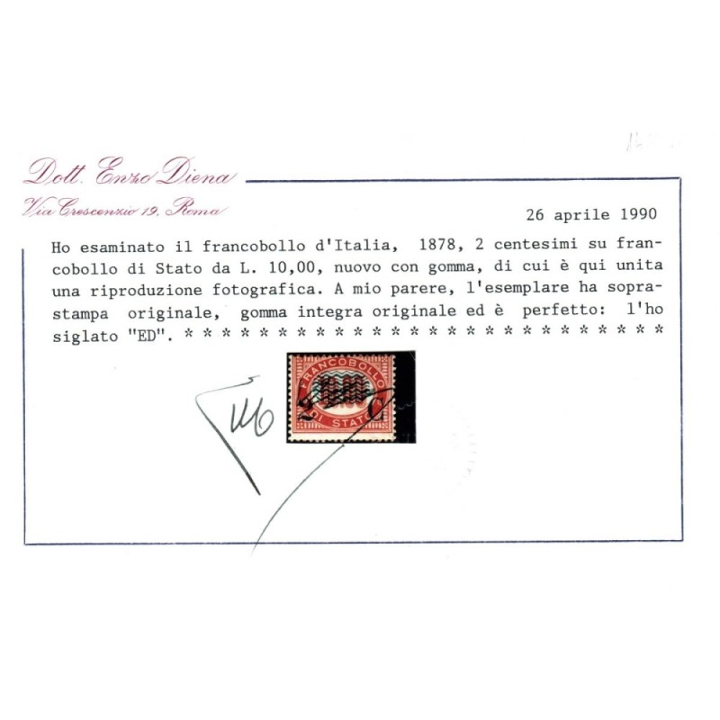 REGNO D'ITALIA 1878 FRANCOBOLLI DI SERVIZIO ONDULINE 8 V. G.I MNH**...