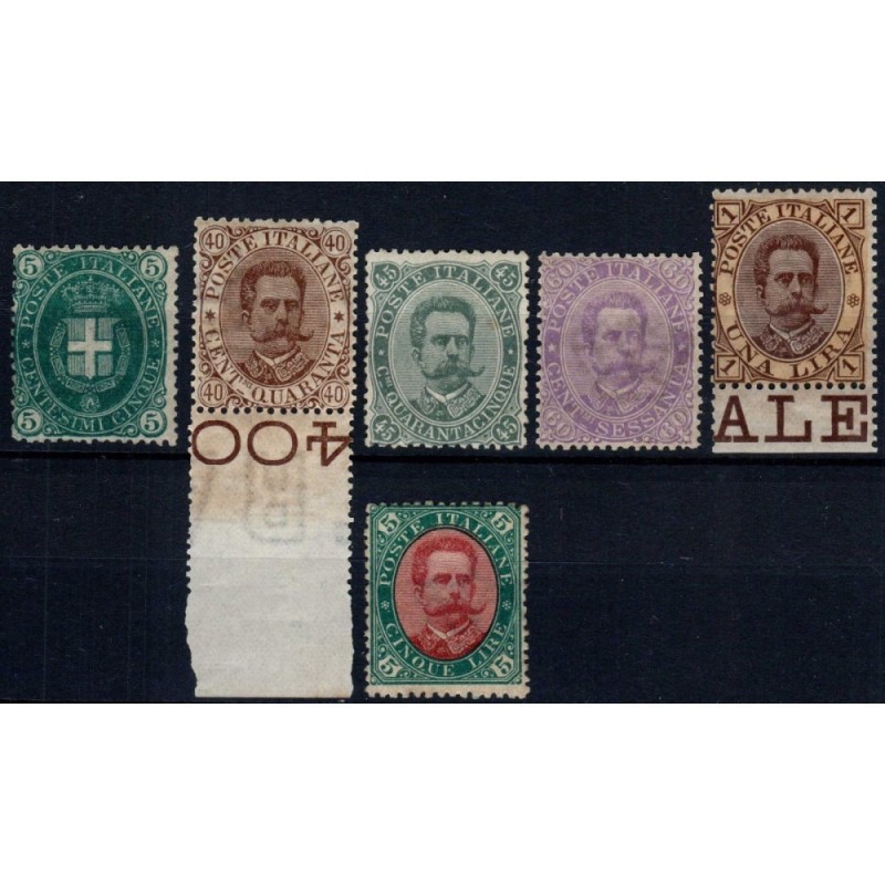 REGNO 1889 UMBERTO I SERIE COMPLETA 6 VALORI COMPRESO 45 C. G.I MNH...