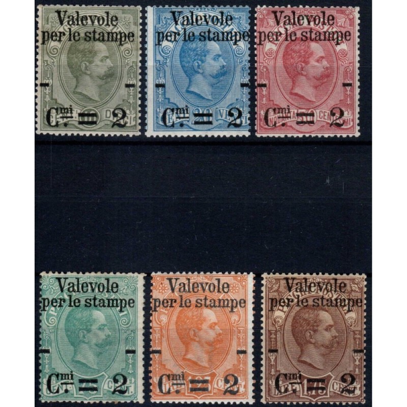 REGNO D'ITALIA 1890 VALEVOLE PER LE STAMPE 6 V. G.I MNH** CERT.  | ...