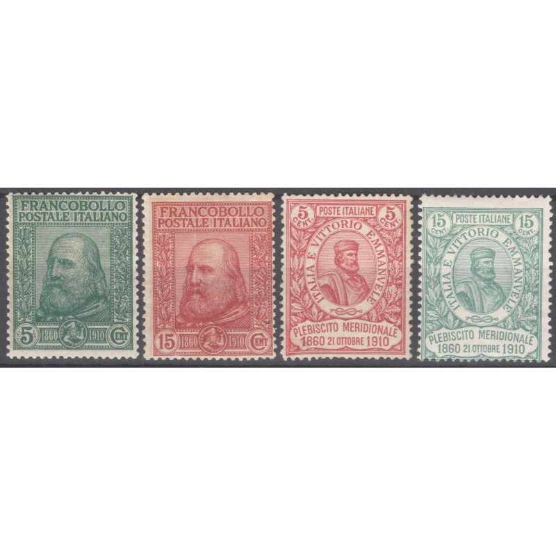 REGNO D'ITALIA 1910 RISORGIMENTO GARIBALDI 4 V. G.I MNH** CERT.  | ...