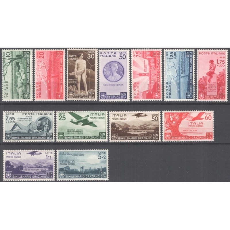 REGNO D'ITALIA 1936 BIMILLENARIO ORAZIO 13 V. G.I MNH** CERT.  | Fi...