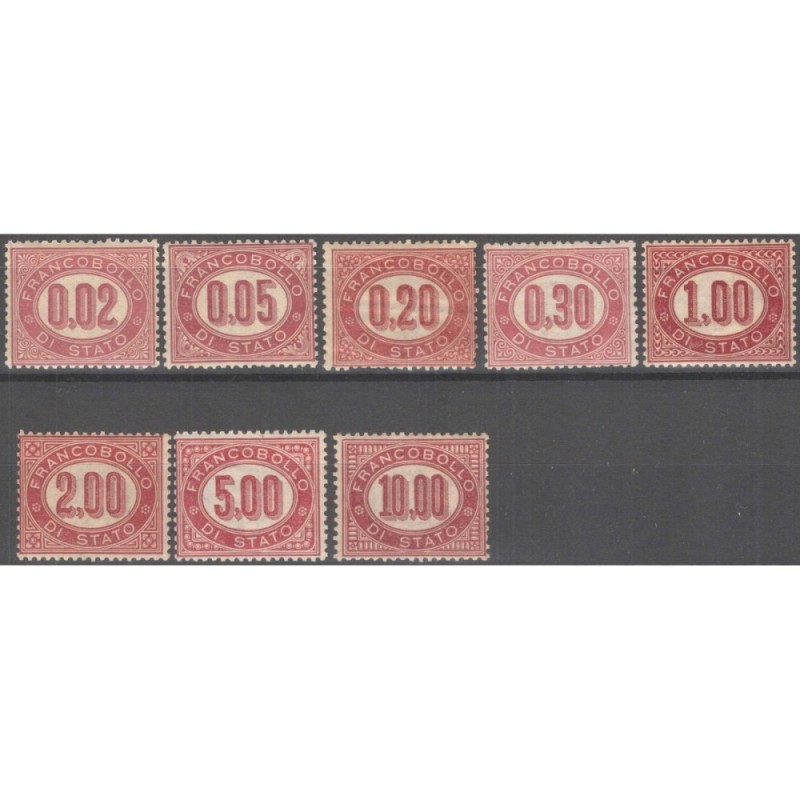 REGNO D'ITALIA 1875 FRANCOBOLLI DI SERVIZIO 8 V. G.I MNH** CERT.  |...