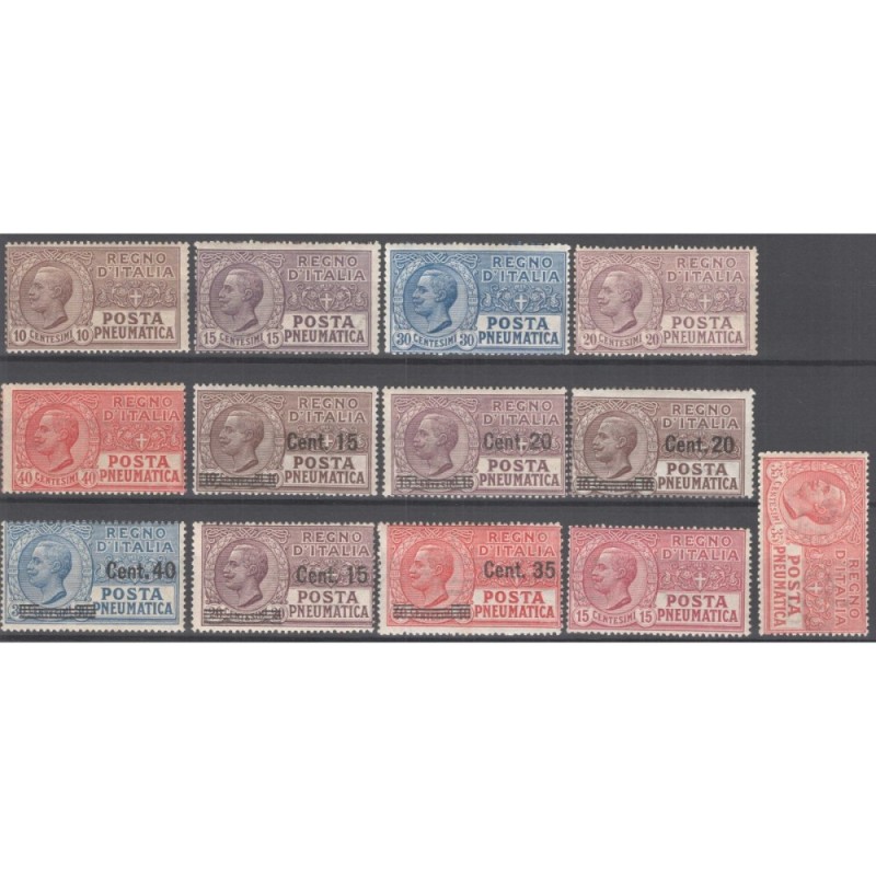 REGNO D'ITALIA 1913-23 LOTTO POSTA PNEUMATICA 13 VALORI G.I MNH**  ...