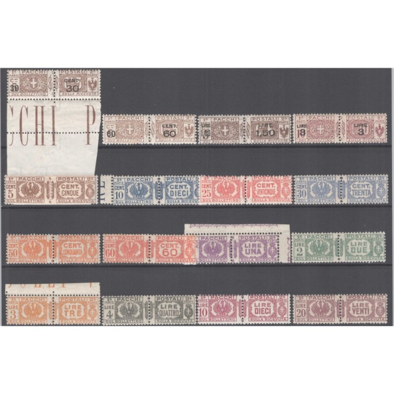 REGNO D'ITALIA 1923-25 1927-332 PACCHI POSTALI 16 VALORI G.I MNH** ...