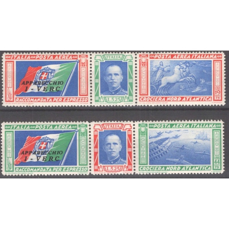 REGNO D'ITALIA 1933 TRITTICI CROCIERA NORD ATLANTICA I – VERC G.I M...