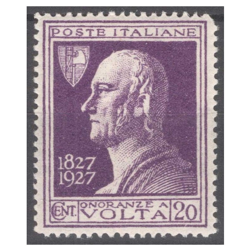 REGNO D'ITALIA 1927 VOLTA VIOLETTO N.210A G.I MNH** CENTRATO 2 CERT...