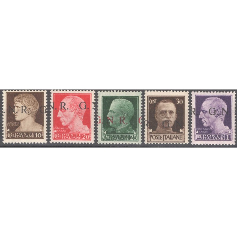 REPUBBLICA R.S.I. 1943 SERIETTA GNR BRESCIA VARIETA' G.I MNH** CERT...