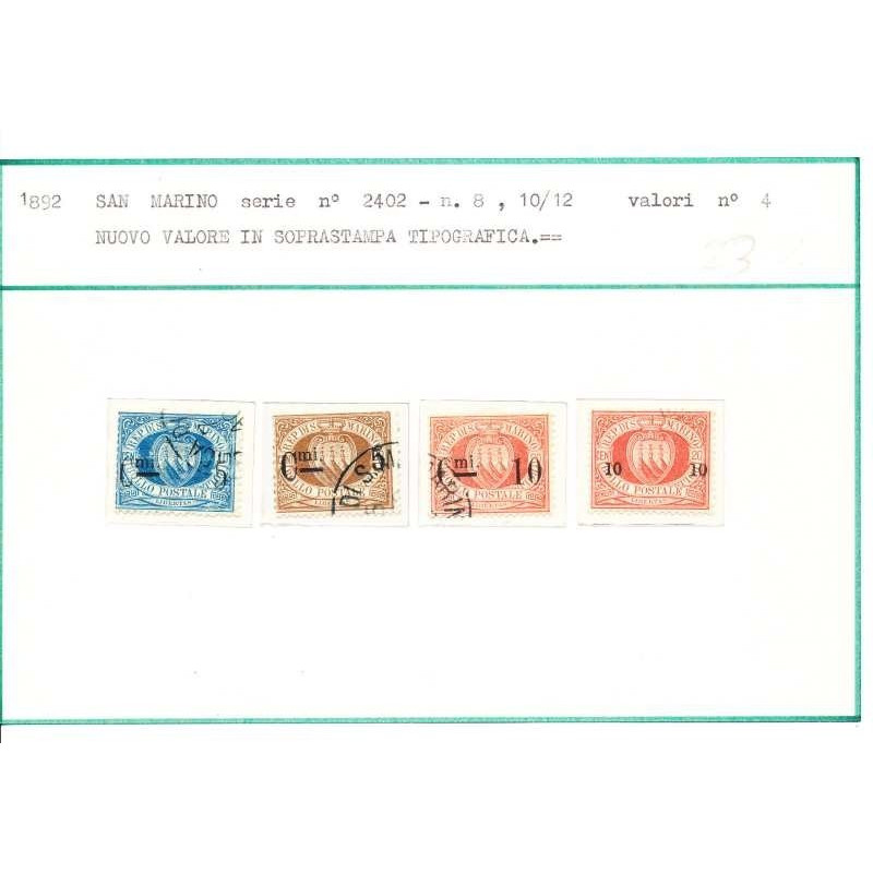 1892 SOPRASTAMPATI N. 8-11 U. -  | Filatelia Meloni