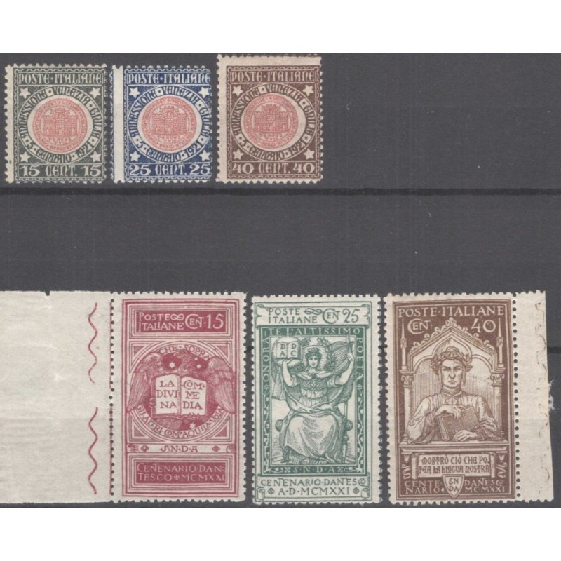 REGNO D'ITALIA 1921 ANNESSIONE VENEZIA GIULIA + DANTE 3 V. G.O MH* ...