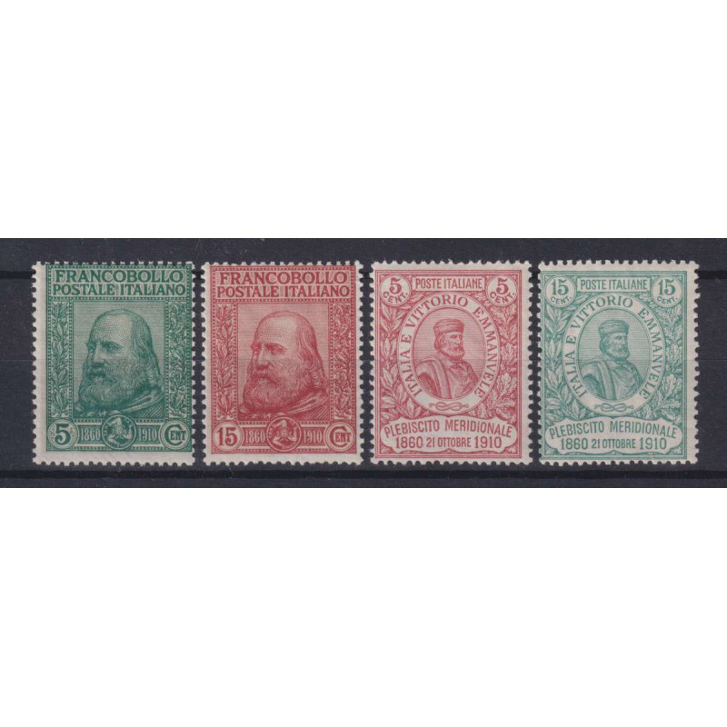 REGNO D'ITALIA 1910 GARIBALDI 4 VALORI G.I MNH** CERT.  | Filatelia...
