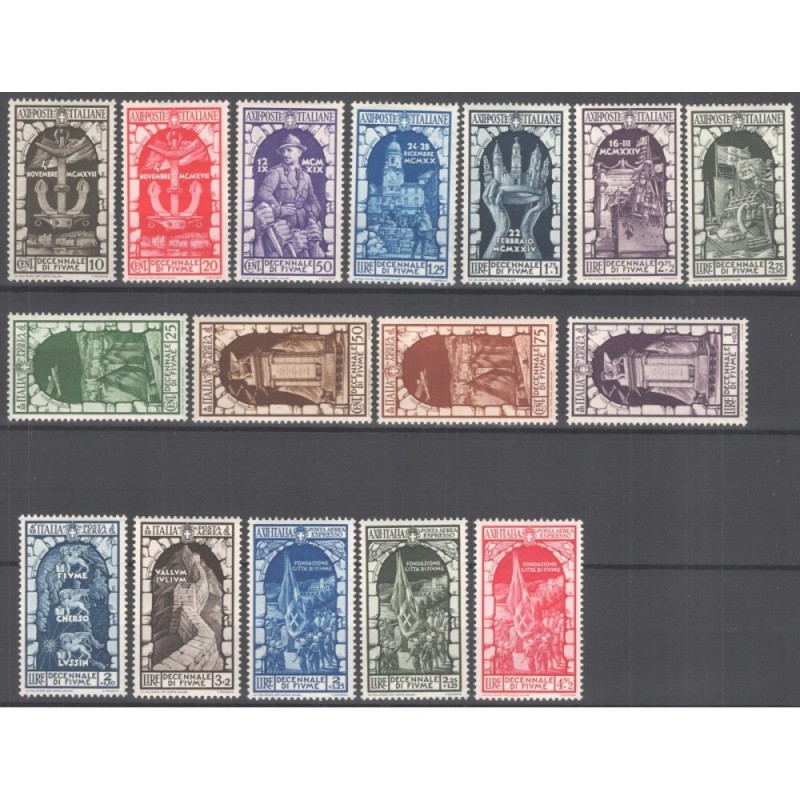 REGNO D'ITALIA 1934 ANNESSIONE DI FIUME 16 V. G.O MH* / G.I MNH**  ...