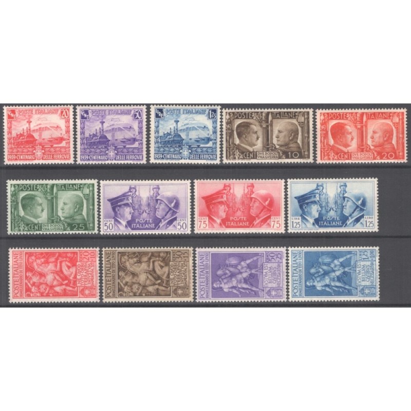 REGNO D'ITALIA 1941 FRATELLANZA + FERROVIE + LIVIO 13 V. G.I MNH** ...