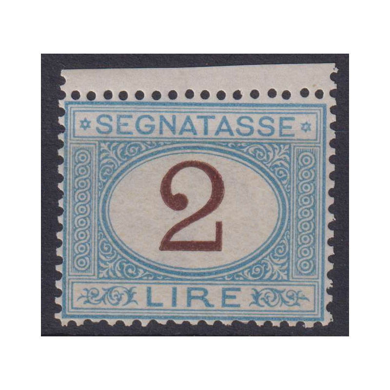 REGNO D'ITALIA 1870-74 SEGNATASSE 2 LIRE N.12 G.I MNH** CERT. CENTR...