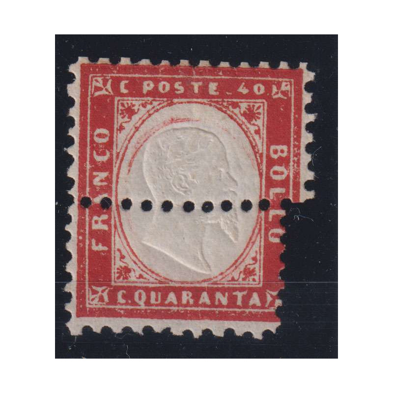 1862 REGNO 40 C. VARIETA' DOPPIA DENT. SPOSTATA n. 3n CERT. G.I. MN...