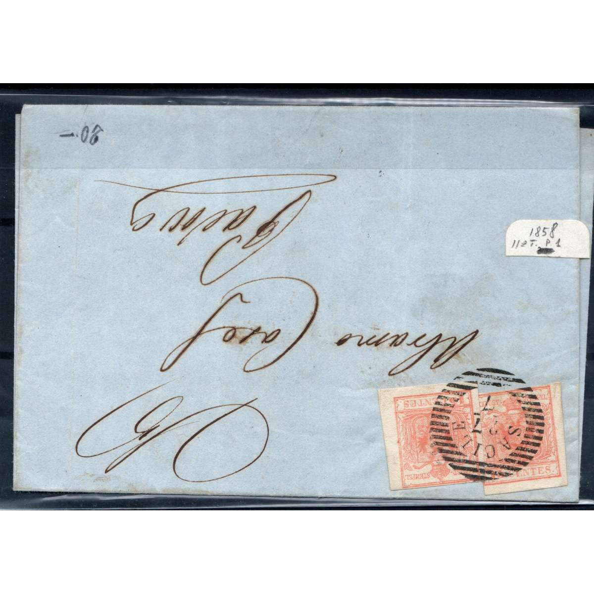 LOMBARDO VENETO 1850 COPPIA 15 CENTESIMI II TIPO N.5 USATI SU BUSTA... LOMBARDO VENETO 1850 COPPIA 15 CENTESIMI II TIPO N.5 USATI SU BUSTA...
