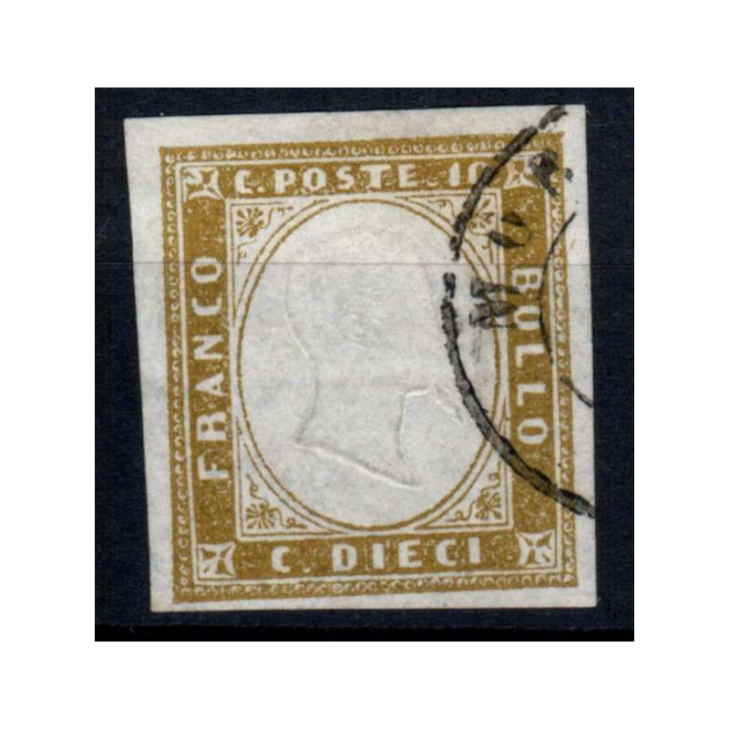 SARDEGNA 1862 10 CENTESIMI N.14Db OLIVA CHIARO US  | Filatelia Meloni