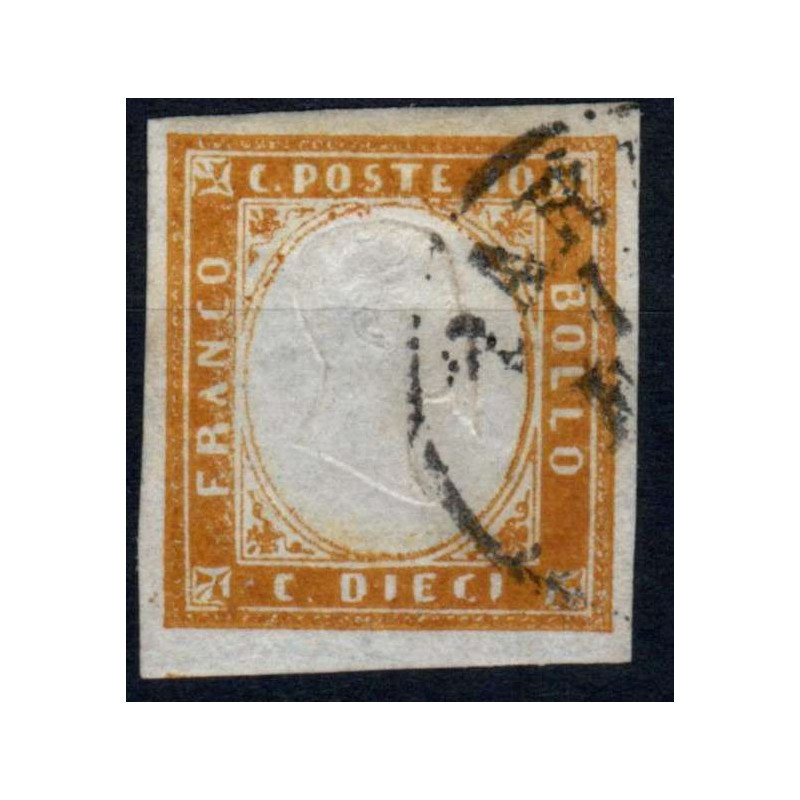 SARDEGNA 1862 10 CENTESIMI N.14Dh ARANCIO ROSSASTRO US  | Filatelia...