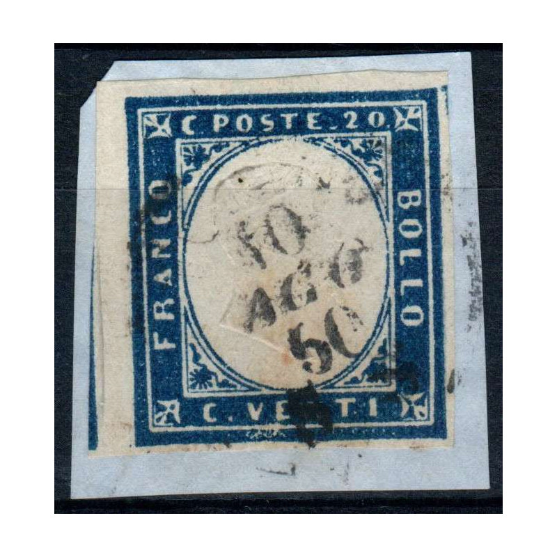 SARDEGNA 1860 20 CENTESIMI N.15C US SU FRAMMENTO  | Filatelia Meloni