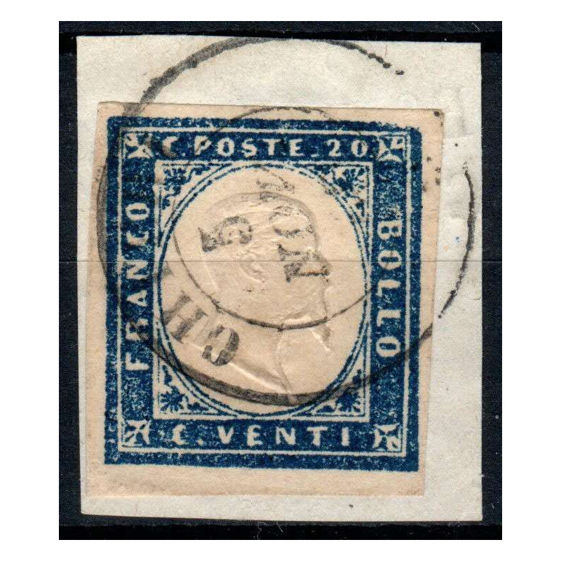 SARDEGNA 1860 20 CENTESIMI N.15Cb US SU FRAMMENTO  | Filatelia Meloni