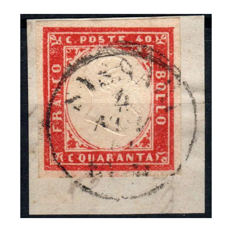 SARDEGNA 1860 40 CENTESIMI N.16C US SU FRAMMENTO  | Filatelia Meloni