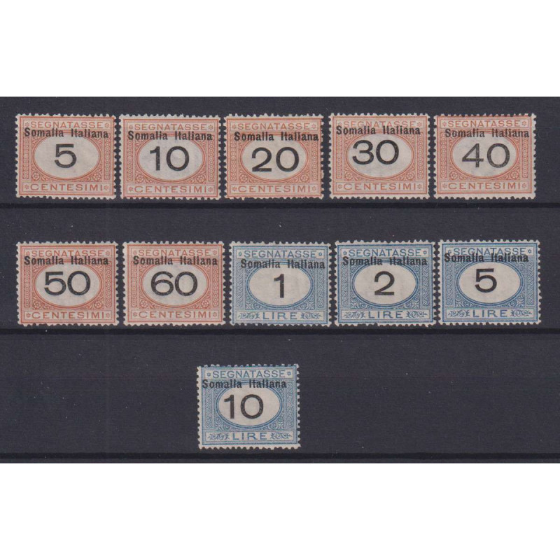 COLONIE SOMALIA 1926 SEGNATASSE 11 V. N.41-51 G.I MNH** CERT.  | Fi...