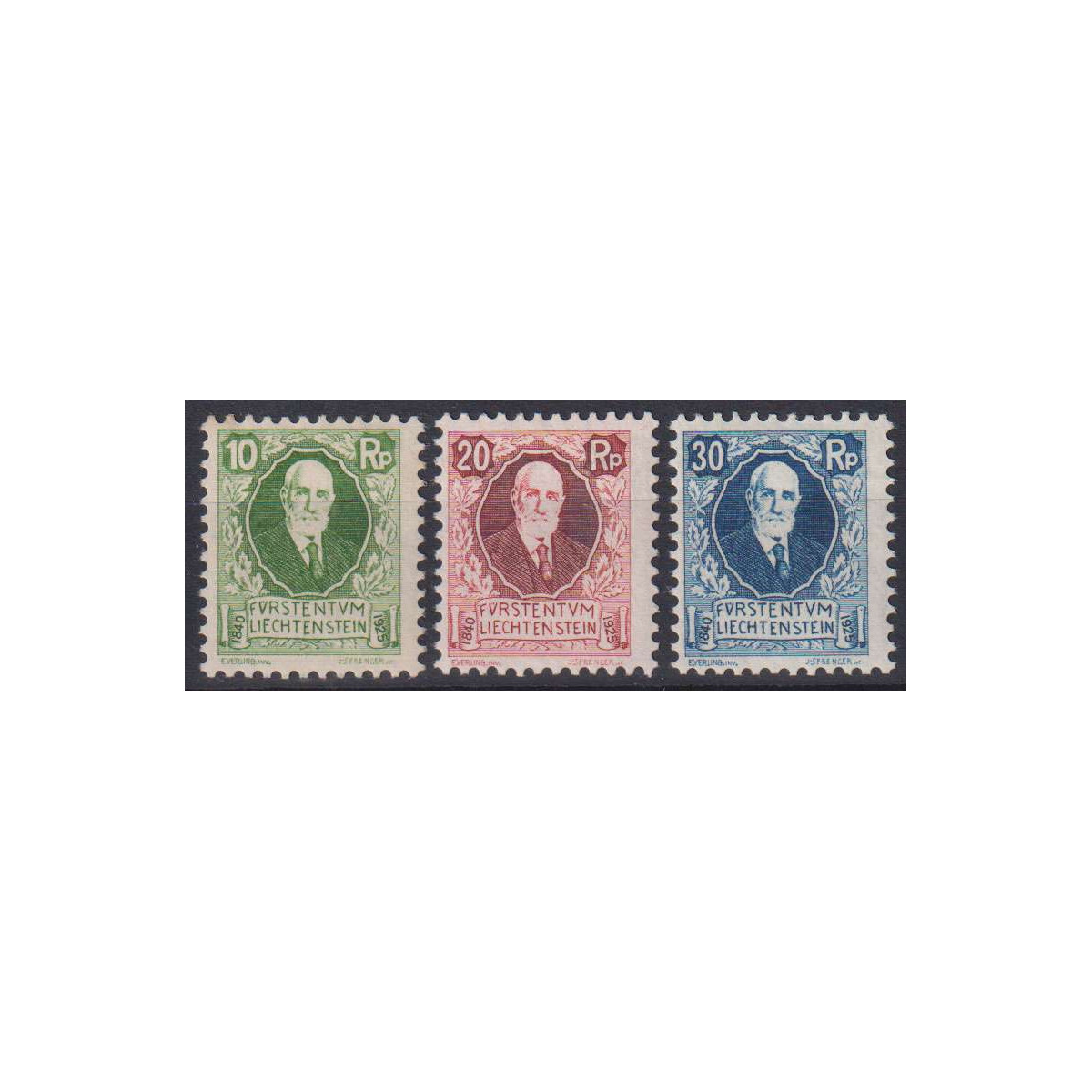 LIECHTENSTEIN 1925 COMPLEANNO PRINCIPE GIOVANNI II 3 V. G.O MH* | ... LIECHTENSTEIN 1925 COMPLEANNO PRINCIPE GIOVANNI II 3 V. G.O MH* | ...