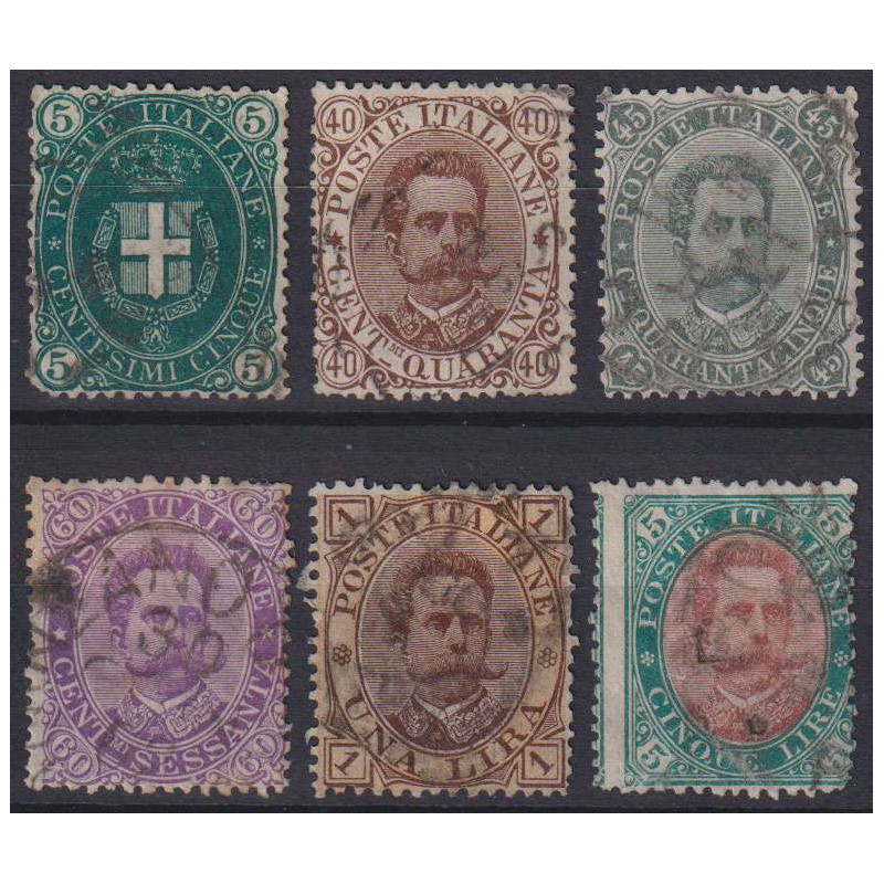 REGNO D'ITALIA 1889 STEMMA E UMBERTO SERIE COMPLETA 6 V. USATI  | F...