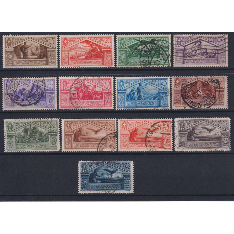 REGNO D'ITALIA 1930 VIRGILIO ORDINARIA 9 VALORI USATI ALCUNI ANNULL...