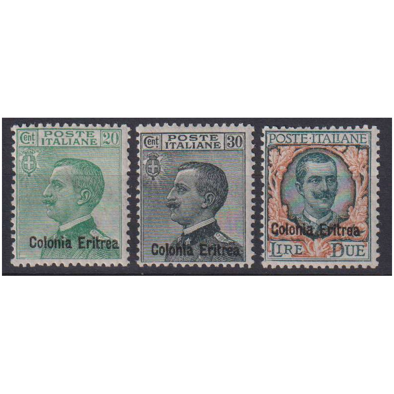 COLONIE ERITREA 1925 FRANCOBOLLI D'ITALIA 3 V. G.O MLH*  | Filateli...