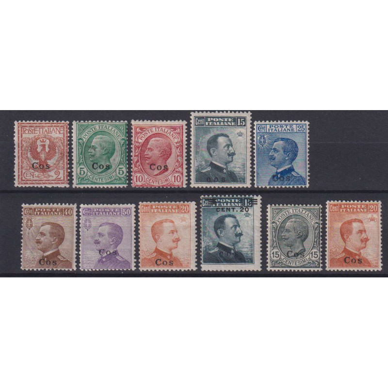 COLONIE EGEO COO 1912-22 GIRO TESTINE 11 VALORI G.O MH*  | Filateli...