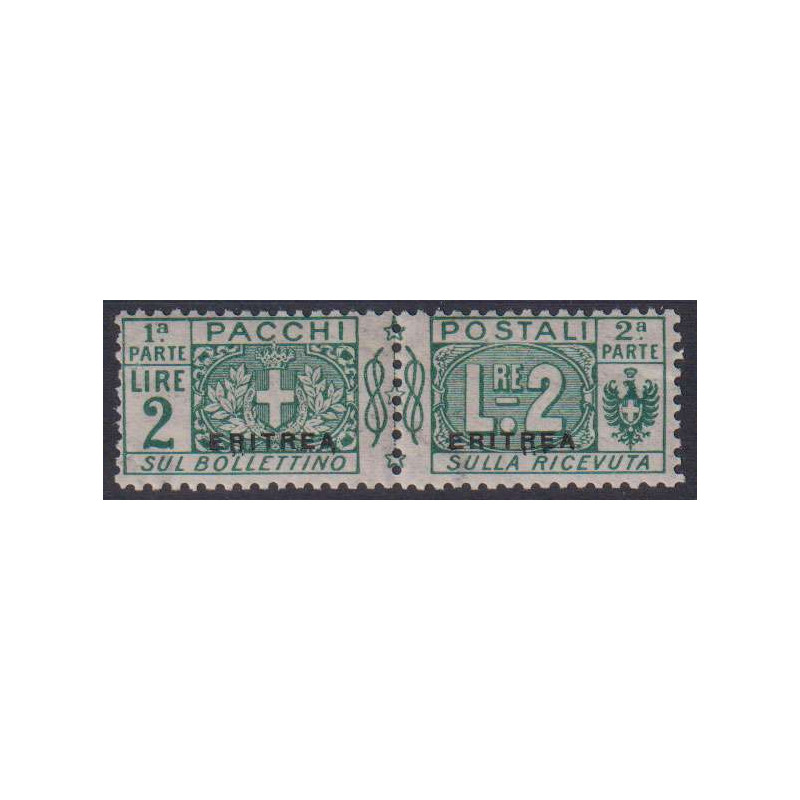 COLONIE ERITREA 1916 SEGNATASSE 2 LIRE N.6 G.I MNH** FIRMATO  | Fil...
