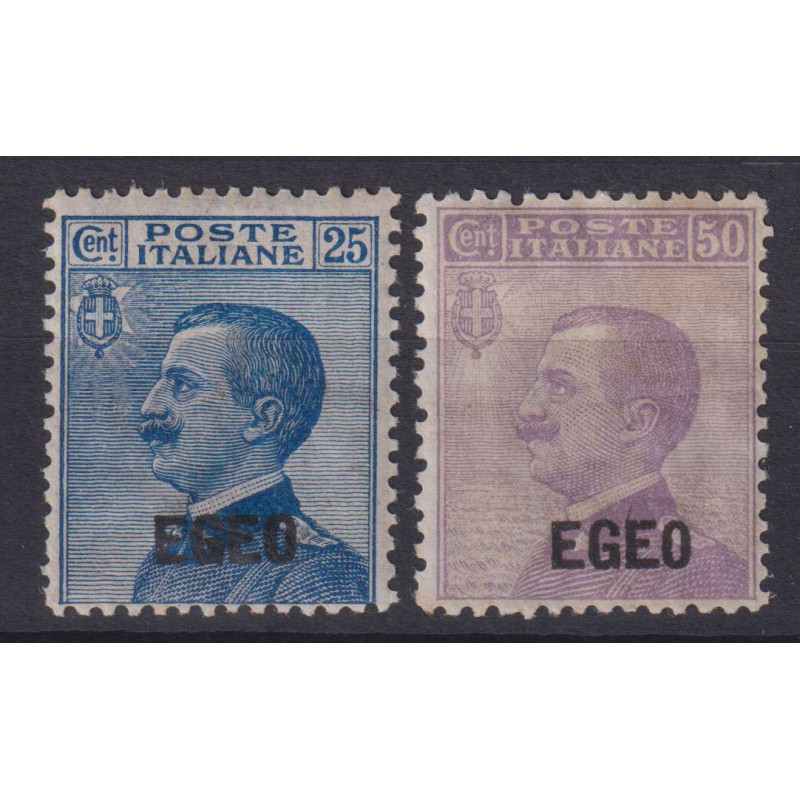 COLONIE EGEO EMISSIONI GENERALI 1912 2 VALORI N.1-2 G.O MH* CENTRAT...