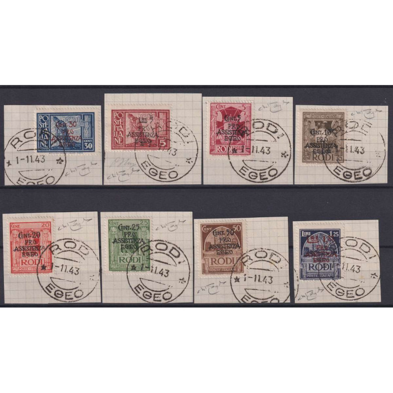 COLONIE EGEO 1943 PRO ASSISTENZA EGEO 8 V. USATI F. RAYBAUDI  | Fil...