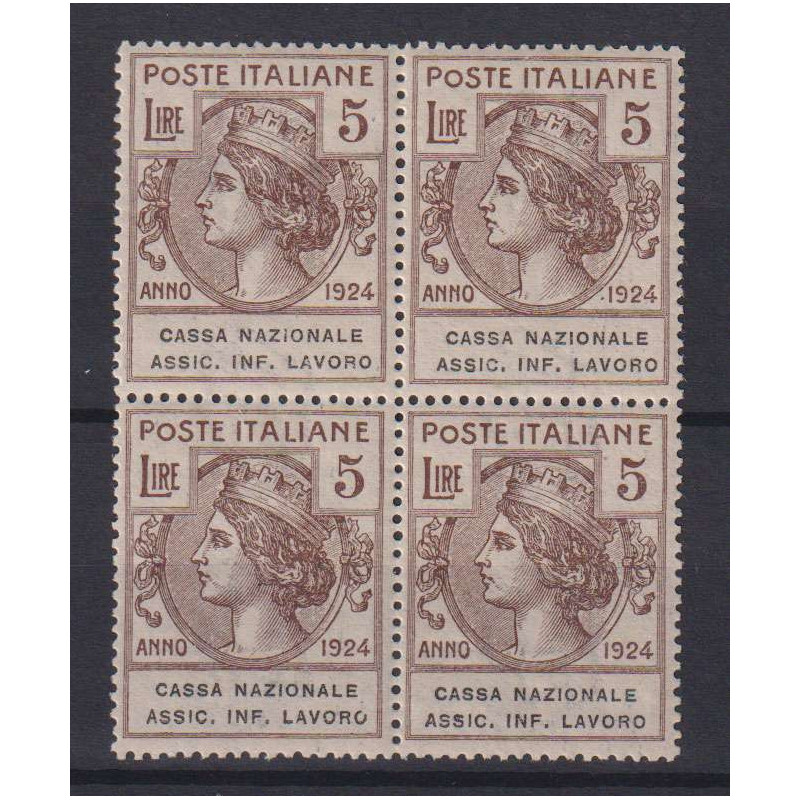 REGNO 1924 PARASTATALI CASSA NAZIONALE ASSIC. INF. LAVORO 5 L. G.I ...