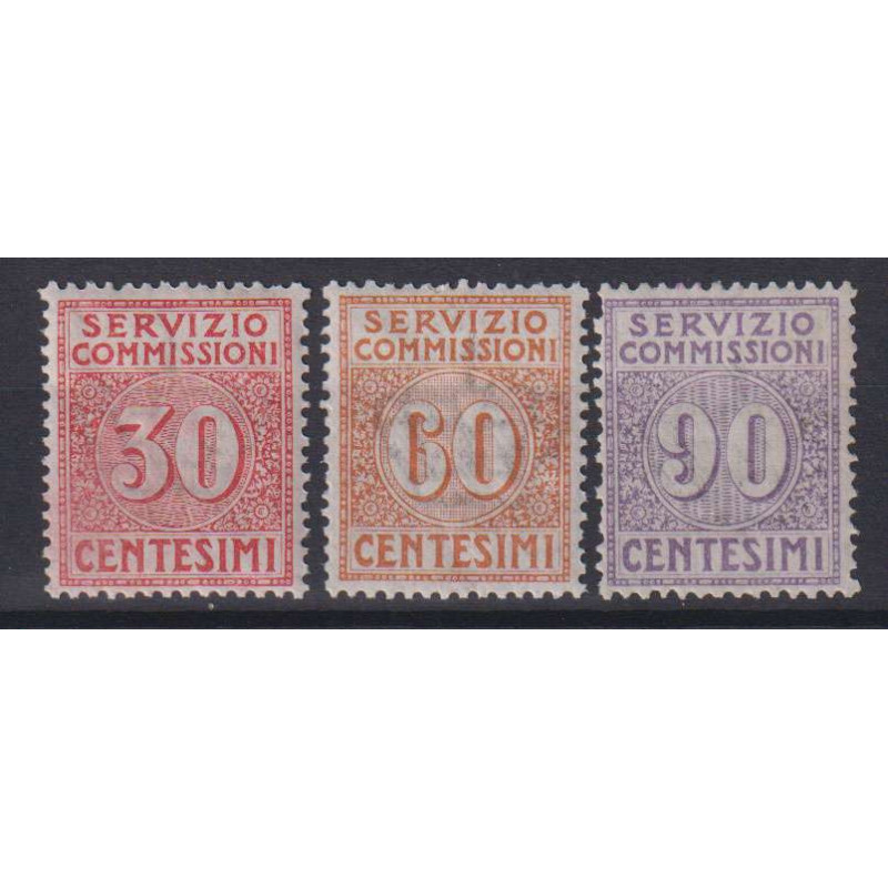 REGNO D'ITALIA 1913 SERVIZIO COMMISSIONI 3 V. G.I MNH** CENTRATI CE...