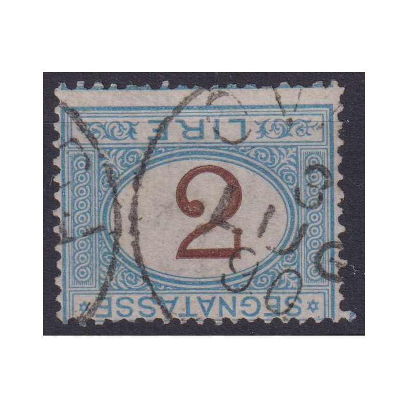 REGNO D'ITALIA 1870-74 SEGNATASSE 2 LIRE VARIETA' CIFRA CAPOVOLTA N...