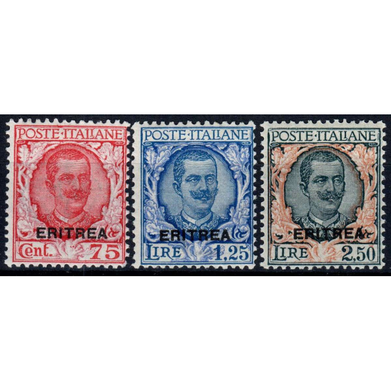 COLONIE ERITREA 1926 SOPRASTAMPATI 3 VALORI G.O MH*  | Filatelia Me...