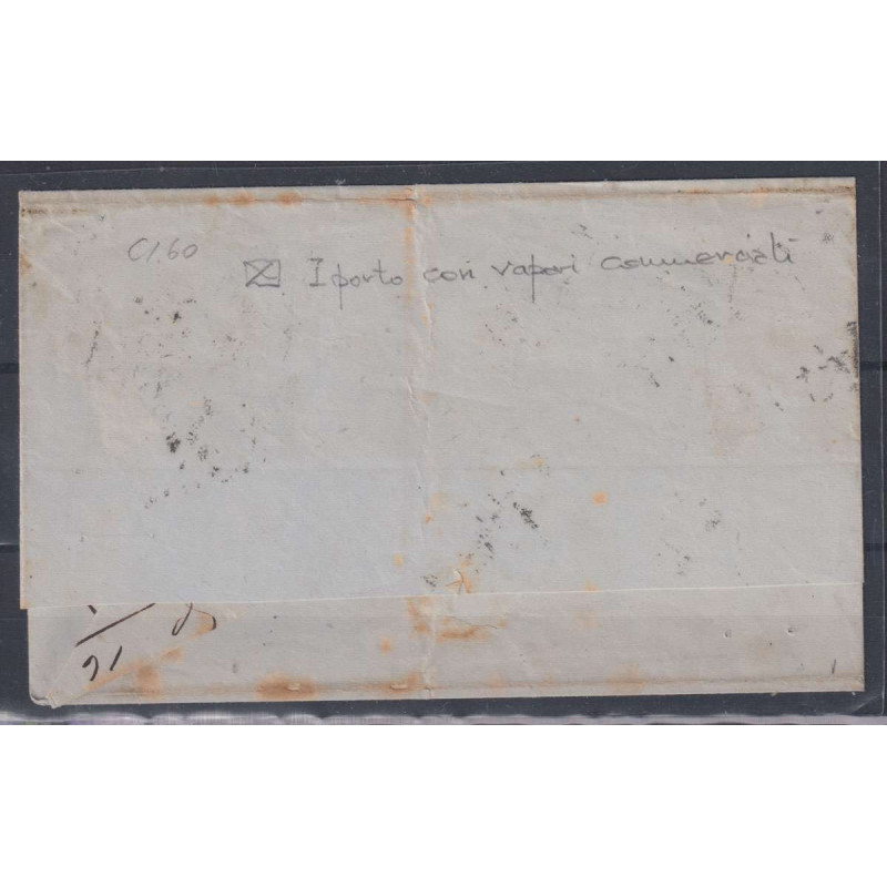 TOSCANA 1851-52 4 CRAZIE VERDE SCURO SU AZZURRO N.6e SU BUSTA FIRMA...