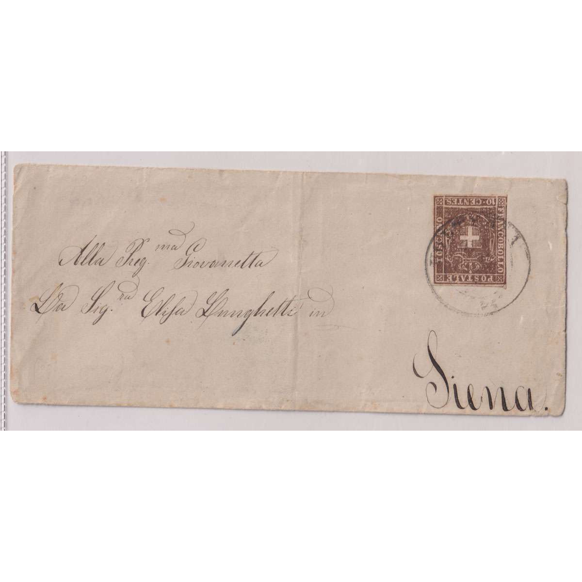 TOSCANA 1860 GOVERNO PROVVISORIO 10 CENTESIMI N.19 US SU BUSTA  | F... TOSCANA 1860 GOVERNO PROVVISORIO 10 CENTESIMI N.19 US SU BUSTA  | F...