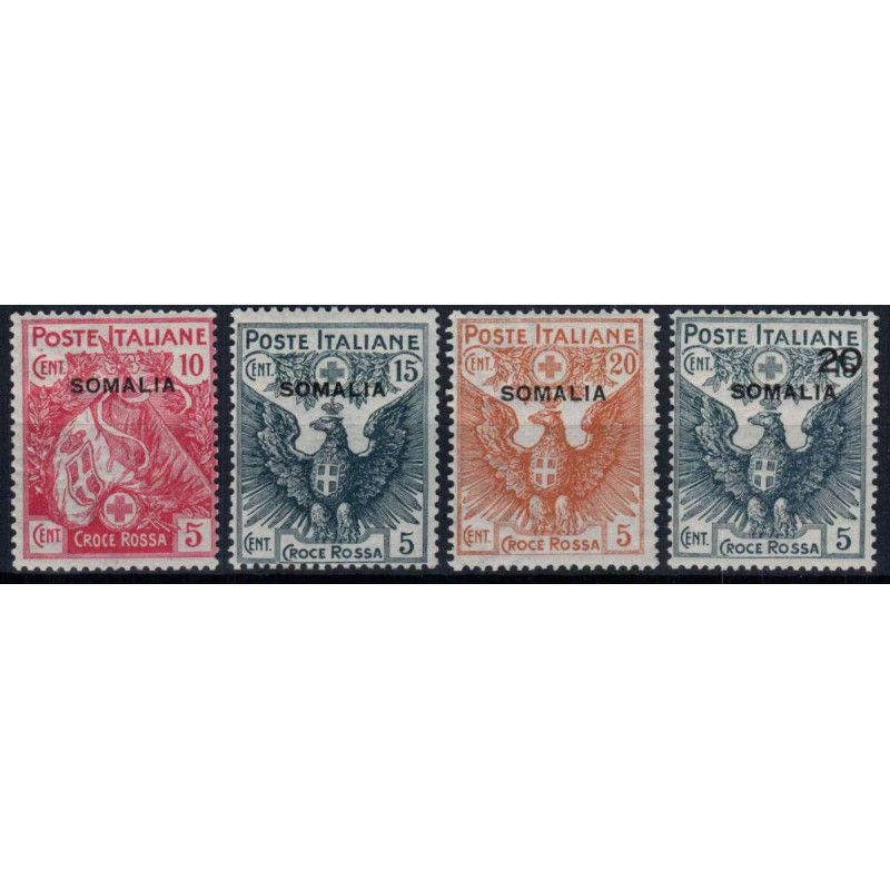 COLONIE SOMALIA 1916 CROCE ROSSA 4 VALORI G.I. MNH** (10C.+5C G.O) ...