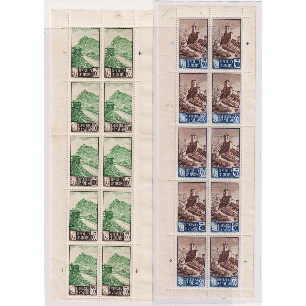 SAN MARINO 1949 MINIFOGLI PAESAGGI 2 VALORI N.10-11 G.I MNH** CERT.... SAN MARINO 1949 MINIFOGLI PAESAGGI 2 VALORI N.10-11 G.I MNH** CERT....