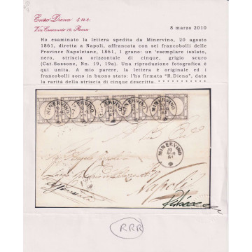 PROVINCE NAPOLETANE 1861 1 GRANO STRISCIA DI 5 VALORI + 1 USATI SU ...